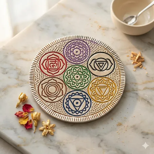 Image of Pure Source India Aluminium Gold Floral Design Round Incense Burner Plate, Incense Agarbatti Dhoop Holder Ashcacher(Diam