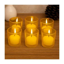 Pure Source India Votive Glass– Pack of 6 | Decorative Tealight Holders with One Tea Light Candles for Home Décor, Diwal