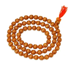 Pure Tulsi Jap Mala, 108+1 Beads, Natural Wood, Meditation Prayer Necklace with Red Tassel Set Of 2 Jap Mala