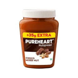 PUREHEART Choco Mixed Nut Spread (350 +35 gm Extra) | Nutty, Smooth and Creamy Chocolate Spread for Breakfast - No. 1 Ex