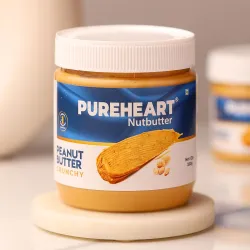 Pureheart Nutbutter Crunchy Peanut Butter 350 gm | Natural & Premium Roasted Peanuts | High Protein, Rich in Fiber | Zer