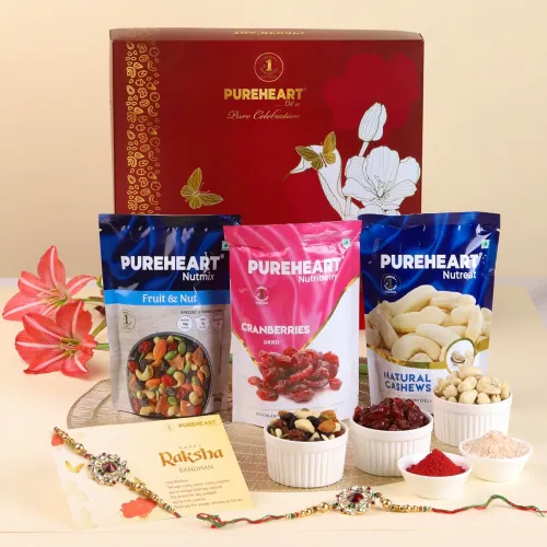 Image of PUREHEART Rakhi Gift Hamper (80g * 3 Dry Fruits)