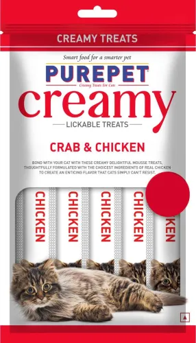 Image of purepet Creamy Lickable Treat Crab and Chicken Cat Treat (375 g, Pack of 5)