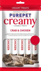 purepet Creamy Lickable Treat Crab and Chicken Cat Treat (375 g, Pack of 5)