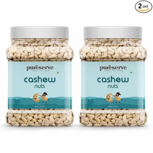 Image of Pureserve Premium Whole Cashews 1Kg (500g*2) - Super Crunchy & Naturally Sweet | Rich in Protein & Healthy Fats | Ideal 