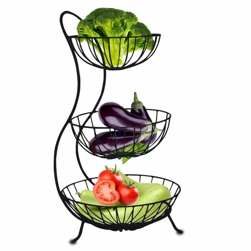 Image of Pure Source India 3-Tier Fruit & Vegetable Basket