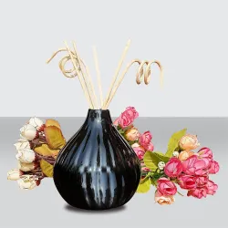 Pure Source India Ceramic Flower Vase, 1 Piece, Black