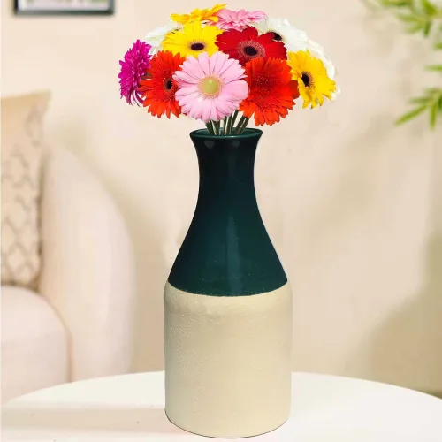 Image of Pure Source India Porcelain Flower Vase (8 Inch) (Green) (Without Flower)