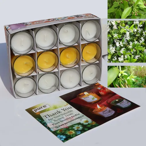 Image of Pure Source India Pack of 12 Votive Scented Candles – Assorted Fragrances | Long-Lasting Aromatherapy Candles for Home, 