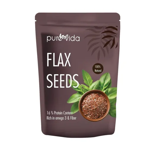Image of Purevida Flax Seeds 200gm | Raw Alsi Seeds for Hair Growth, Smoothies, Baking | Rich in Omega-3, Fiber, Protein & Essent