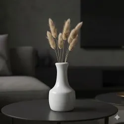 PUREZENTO Serene White Ceramic Bud Vase - 5.3 Inch
