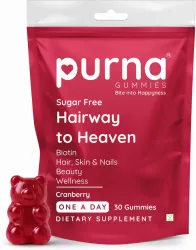 Purna Gummies Sugar Free Biotin Cranberry Flavour Gummy for Hair, Nails, & Skin, 1 daily (30 No)