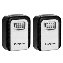 Puroma Security Lock Box, 4-Digit Combination Waterproof Portable Storage Lockbox Wall Mount - 5 Key Large Capacity for House, Special Car Keys, ID Card (Black & Gray)