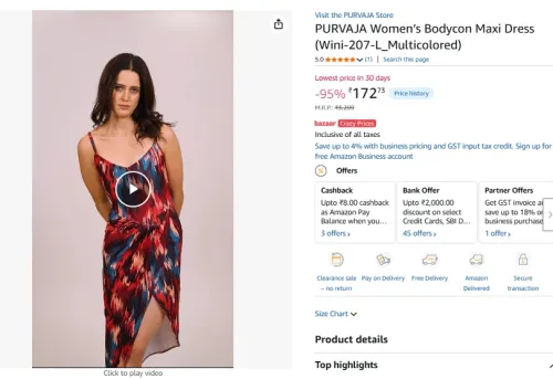 Image of PURVAJA Women’s Bodycon Maxi Dress