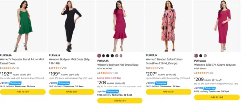 Image of PURVAJA Women's Dresses starting @ ₹192