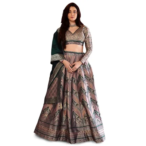 Image of PURVAJA Women's Faux Silk Lehenga Choli