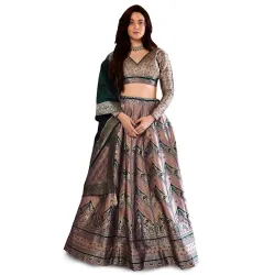 PURVAJA  Womens Faux Silk Lehenga Choli