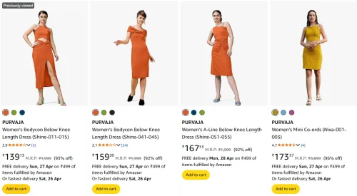 Image of PURVAJA Women’s Length Dress Starting @ ₹137