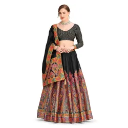 PURVAJA Womens Jacquard Semi-Stitched Lehenga choli