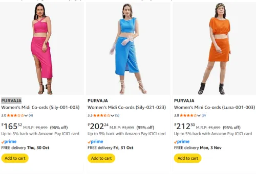 Image of PURVAJA Women’s Co-ords Set Starting At ₹165