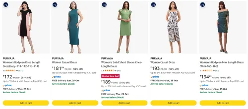 Image of PURVAJA Women's Dresses at minimum 90% Discount
