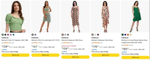Image of PURVAJA Women's Dresses Starting @ ₹139