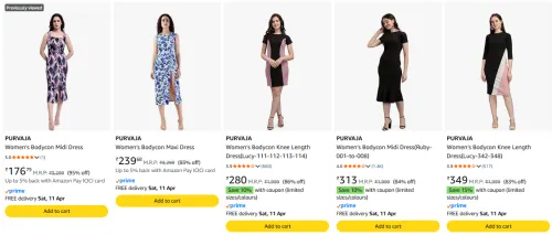 Image of PURVAJA Women’s Dresses Starting @ ₹176