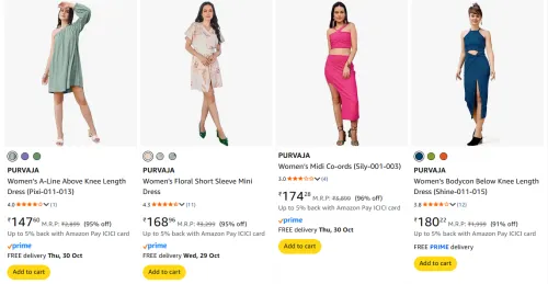 Image of Purvaja Women's Dresses upto 96% Discount | Starting at ₹147