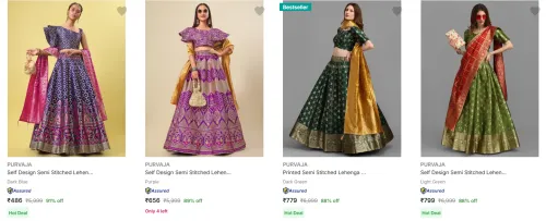 Image of Purvaja Women's Lehenga Cholis upto 91% Discount