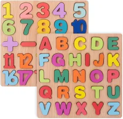 Zarqito wooden puzzle for kids Number and Alphabet combo 2 pack (2 Pieces)