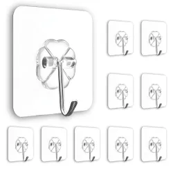 PVC Plastic Flower Wall Hooks for Hanging – Pack of 1 | Heavy Duty Self Adhesive Transparent PVC Hook Sticker 