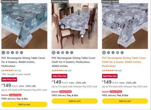 Image of PVC Rectangular Dining Table Cover for 4 Seaters, 40x60 Inches
