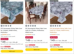 PVC Rectangular Dining Table Cover for 4 Seaters, 40x60 Inches