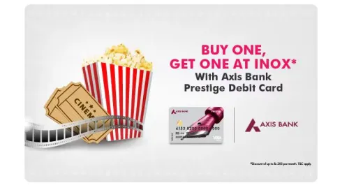 Image of PVR Cinema Offer : Buy 1 Get 1 on Axis Bank Prestige Debit Card