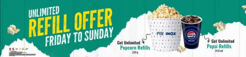 Image of PVR Cinema Offer : Unlimited Refill Weekend Offer on Popcorn & Coke
