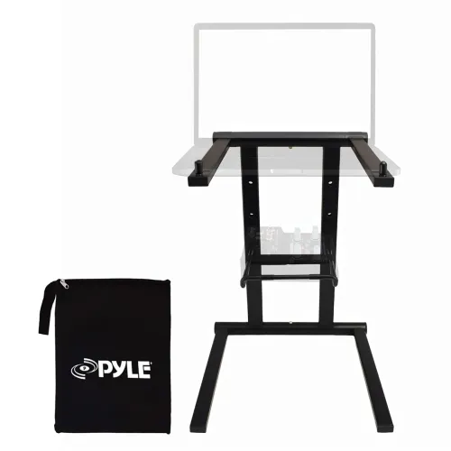 Image of Pyle Folding Laptop Stand, Adjustable Height, Tablet & DJ Mixer Compatible