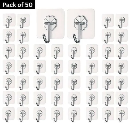 Image of PYORIT Strong Adhesive Wall Door Sticky Hanger Holder (Pack of 50)