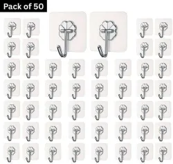 PYORIT Strong Adhesive Wall Door Sticky Hanger Holder (Pack of 50)