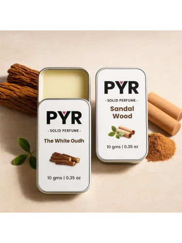 Image of PYR Set Of 2 The White Oudh & Sandalwood Long Lasting Solid Perfume - 10 g Each