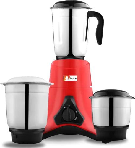 Image of Pzone Watt 500 W Mixer Grinder  (Spark 500 Watt Mixer Grinder with 3 Steel Leak-proof Jars, 3 speed | 3 Jars | Red)