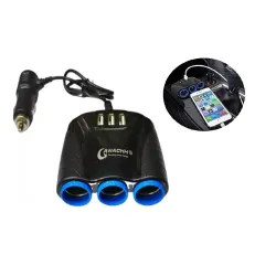 QAWACHH 3.1 Amp,3 USB,3 Socket with 120 Watt Turbo Car Charger for Cameras,Black