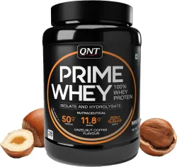 QNT Prime Whey, 100% Pure Whey Protein with whey Isolate for Lean Muscles Whey Protein (1 kg, Hazelnut Coffee)