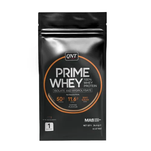 Image of QNT Prime Whey Protein Powder | Coffee, 1 Serving Sachet | Triple Blend of Whey Isolate, Concentrate & Hydrolysate | 25g