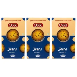 Qoot Baked Jeera Cookies (200g X 3) – Crispy, Crunchy & Flavorful Delight | Authentic Jeera Flavor| Made Without Artificial Preservatives or Additives | All-Natural Ingredients & Crunchy Bis...