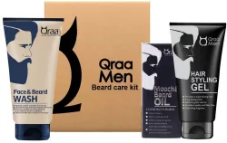 Qraa Beard Care Kit – Oil, Wash & Styling Gel (3-in-1)