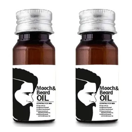 Image of Qraa Men Mooch & Beard Oil For Beard Growth & Nourishment | Pack of 2 | Patchy & Fast Beard Growth | Non-Sticky, Light |