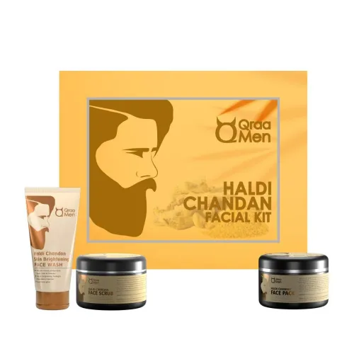 Image of Qraa Men Haldi Chandan Kit For Skin Brightening & Lightening For Oil, Acne And Pimple Control (100gm X 3) Pack of 3