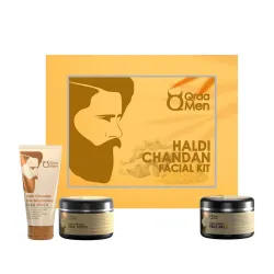 Qraa Men Haldi Chandan Kit For Skin Brightening & Lightening For Oil, Acne And Pimple Control (100gm X 3) Pack of 3