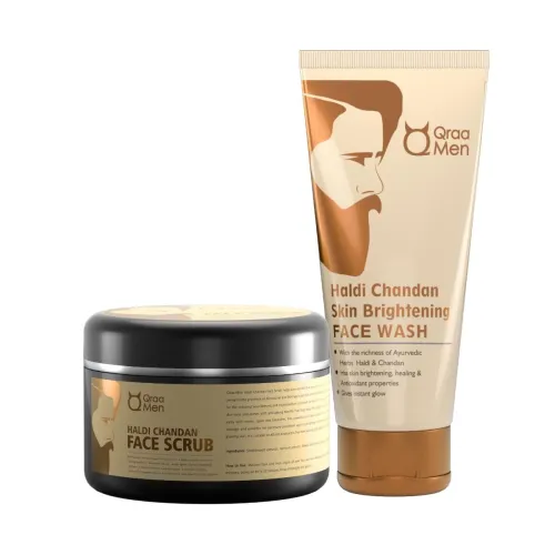 Image of Qraa Men Haldi Chandan Face Wash & Scrub Kit | 100g Each