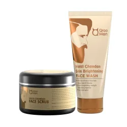 Qraa Men Haldi Chandan Face Wash & Scrub Kit | 100g Each